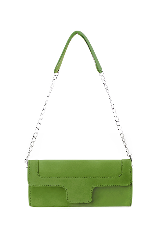 Pochette femme mariage cérémonie en cuir vert anis - Vue du dessus