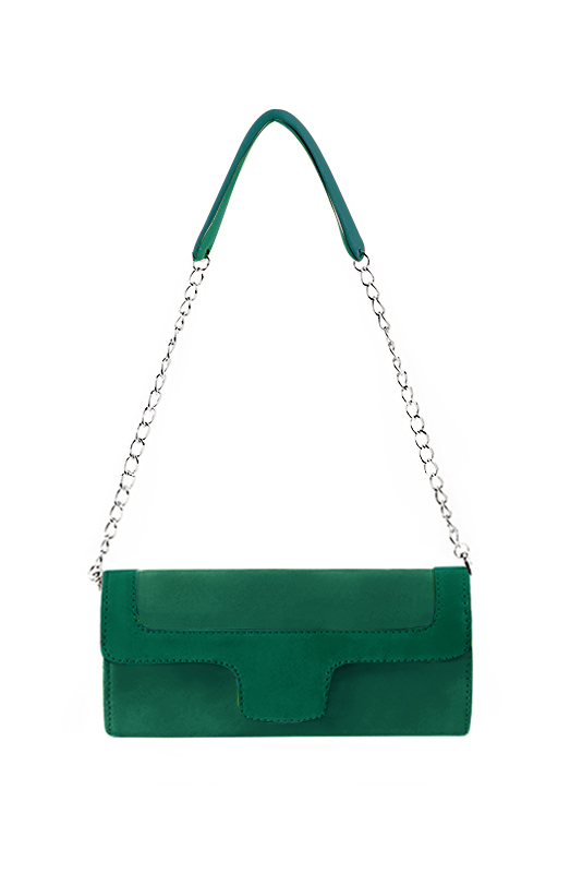 Pochette femme mariage cérémonie en cuir vert émeraude - Vue du dessus