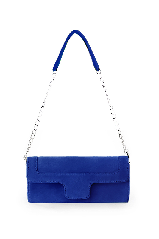 Pochette femme mariage cérémonie en cuir bleu électrique - Vue du dessus