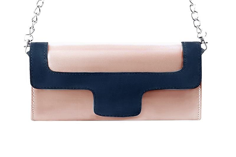 Pochette femme habillée rose poudré et bleu marine pour mariage, cérémonies et soirées.
Personnalisation. Vue de profil - Florence KOOIJMAN