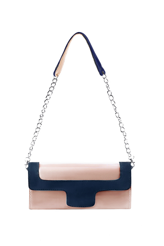 Pochette femme habillée rose poudré et bleu marine pour mariage, cérémonies et soirées.
Personnalisation. Vue du dessus - Florence KOOIJMAN