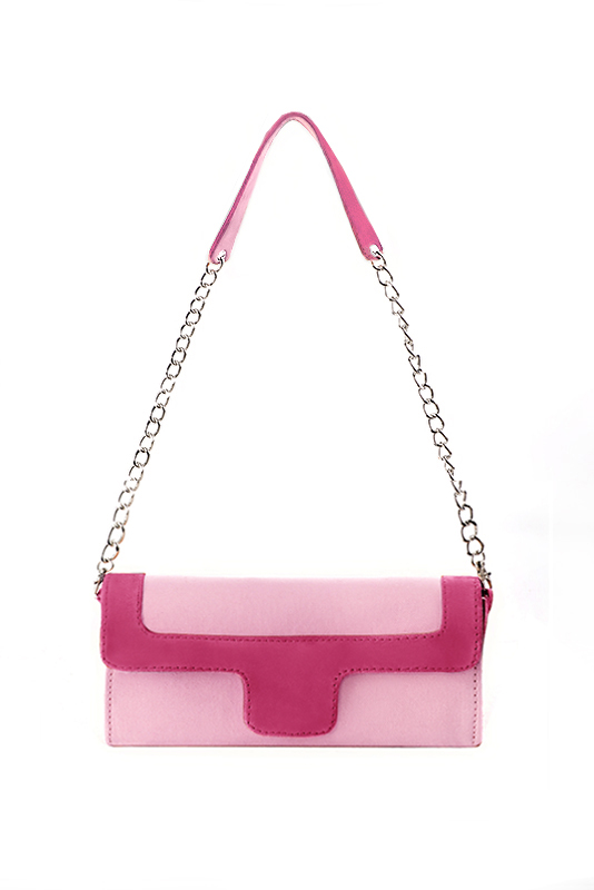 Pochette habillée femme pour cérémonie rose camélia et rose fuchsia - Vue du dessus