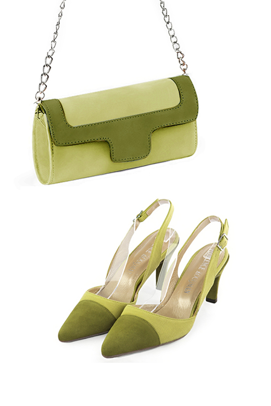 Pochette habillée femme pour cérémonie vert pistache - Vue porté