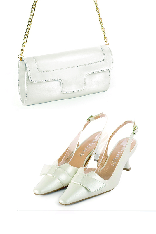 Pochette habillée femme pour cérémonie blanc pur - Vue porté