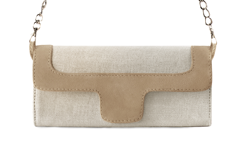 Pochette habillée femme pour cérémonie beige naturel et beige biscuit - Vue de profil
