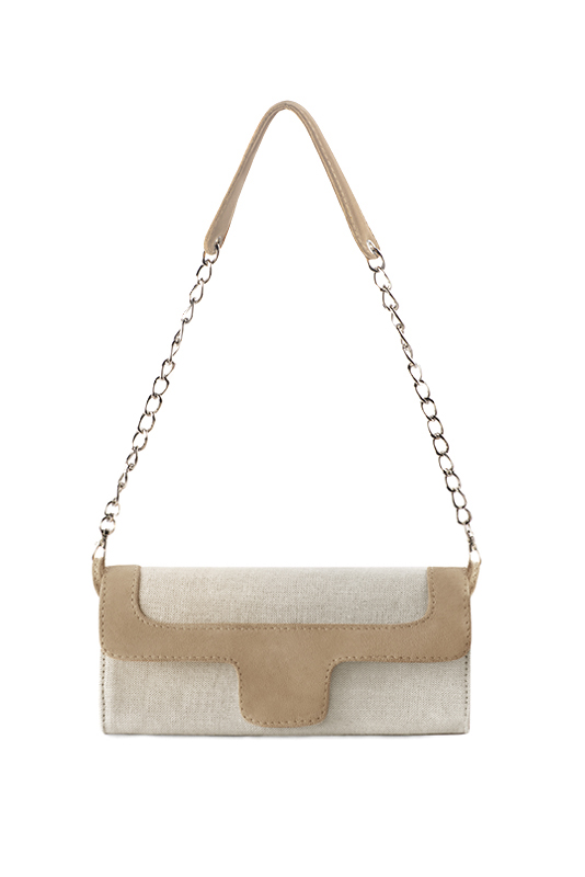 Pochette habillée femme pour cérémonie beige naturel et beige biscuit - Vue du dessus