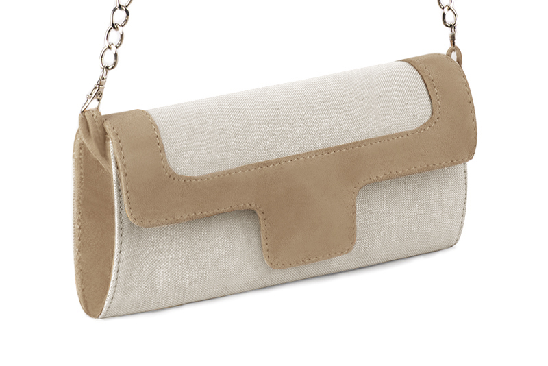 Pochette habillée femme pour cérémonie beige naturel et beige biscuit - Vue avant