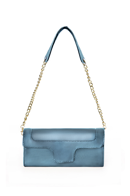 Pochette habillée femme pour cérémonie bleu canard - Vue du dessus