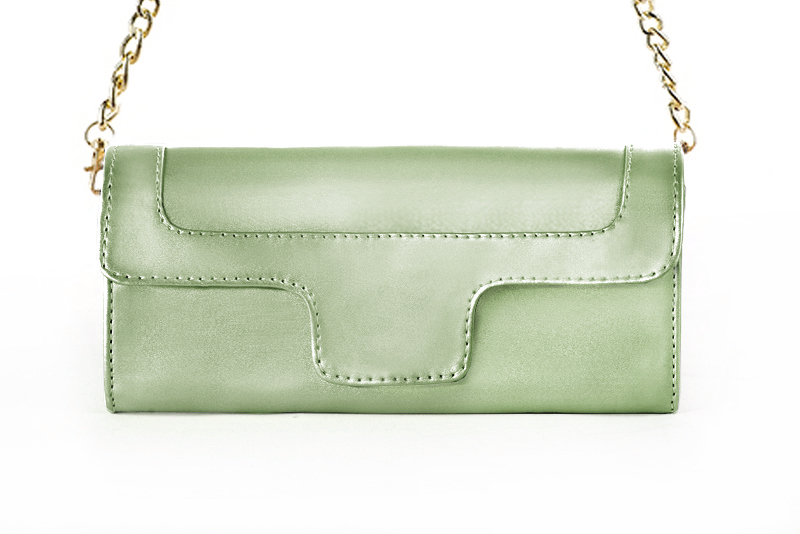Pochette habillée femme pour cérémonie vert pastel - Vue de profil