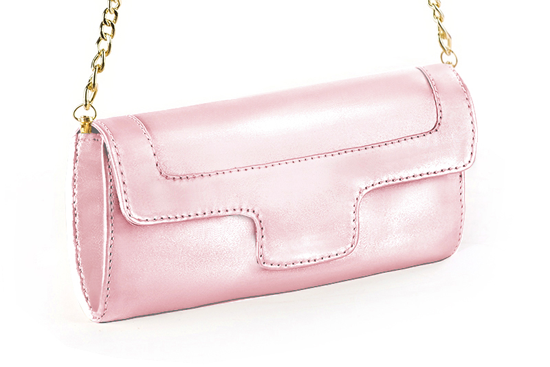 Pochette habillée femme pour cérémonie rose pâle - Vue avant