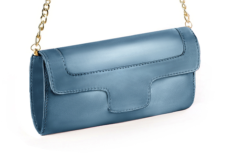 Pochette habillée femme pour cérémonie bleu canard - Vue avant
