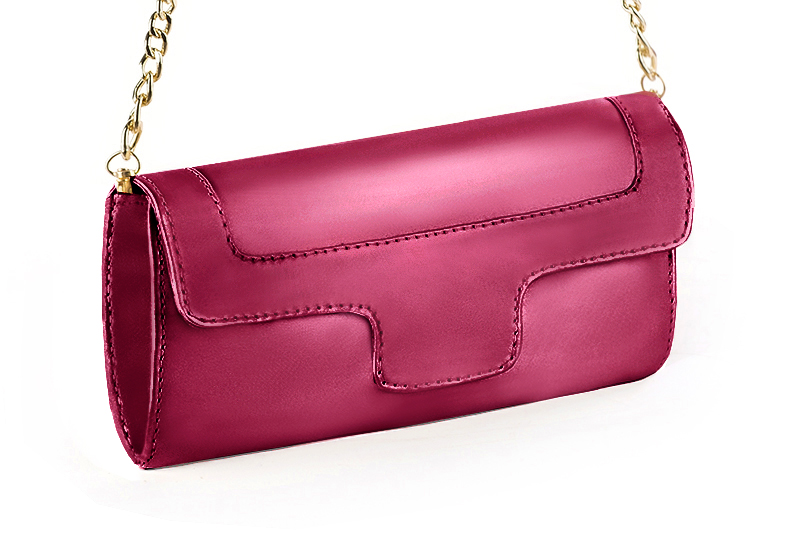Pochette habillée femme pour cérémonie rose fuchsia - Vue avant