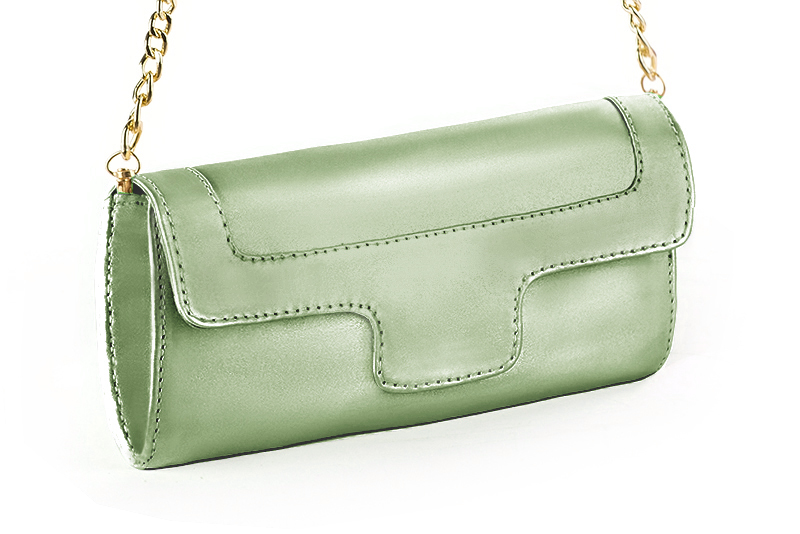 Pochette habillée femme pour cérémonie vert pastel - Vue avant
