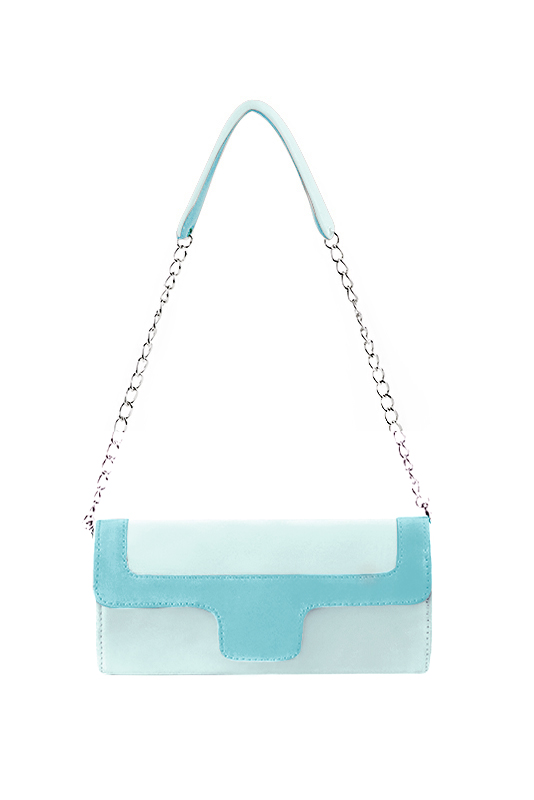 Pochette habillée femme pour cérémonie bleu lagon - Vue du dessus