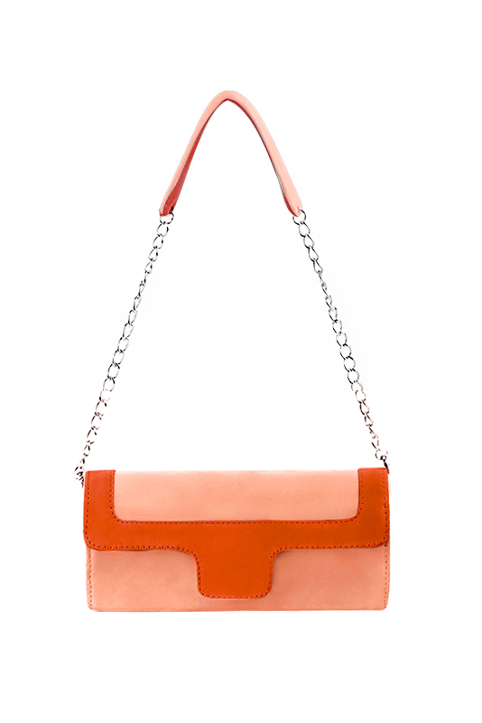 Pochette habillée femme pour cérémonie pêche et orange clémentine - Vue du dessus