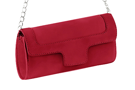 Pochette femme mariage cérémonie cuir rouge carmin - Vue avant