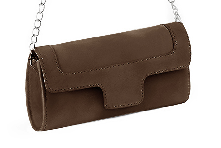 Pochette habillée femme pour cérémonie marron chocolat - Vue avant