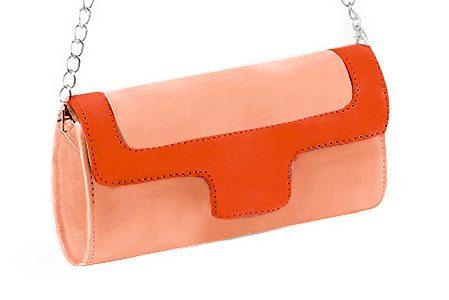 Pochette habillée femme pour cérémonie pêche et orange clémentine - Vue avant