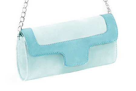 Pochette habillée femme pour cérémonie bleu lagon - Vue avant