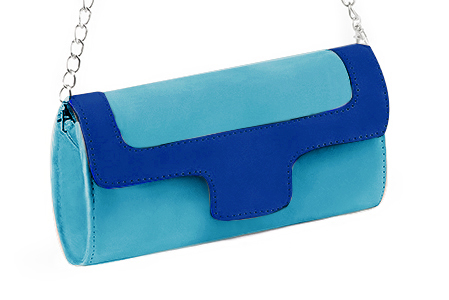 Pochette femme habillée  bleu turquoise pour mariage, cérémonies et soirées. 
            Personnalisation Vue avant - Florence KOOIJMAN