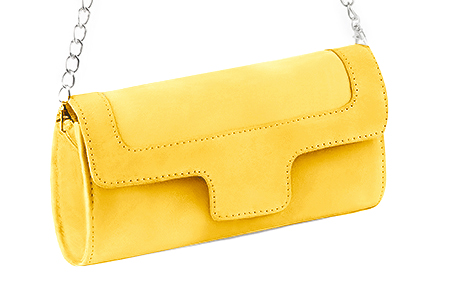 Pochette habillée femme pour cérémonie jaune - Vue avant