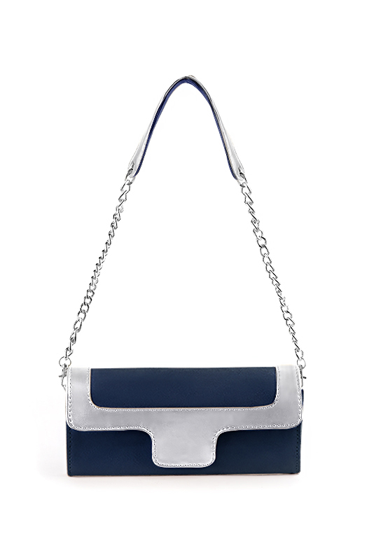 Florence Kooijman - Pochette femme mariage cérémonie cuir bleu marine et argent - Idéal mariage, cérémonie et soirée - Vue du dessus