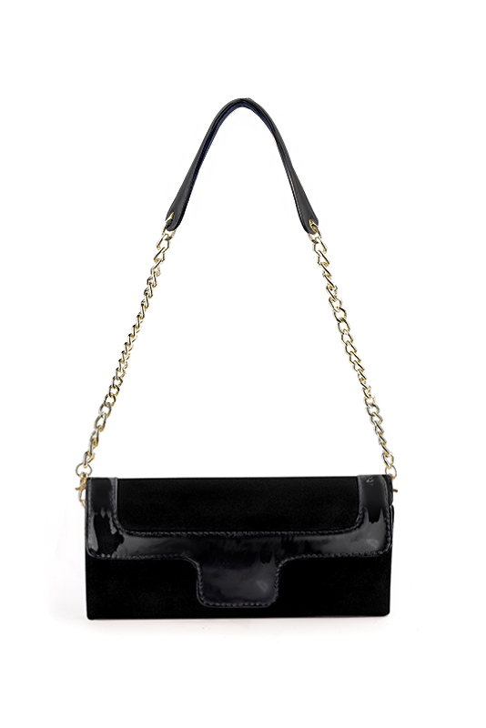 Pochette habillée femme pour cérémonie noir mat et noir brillant - Vue du dessus