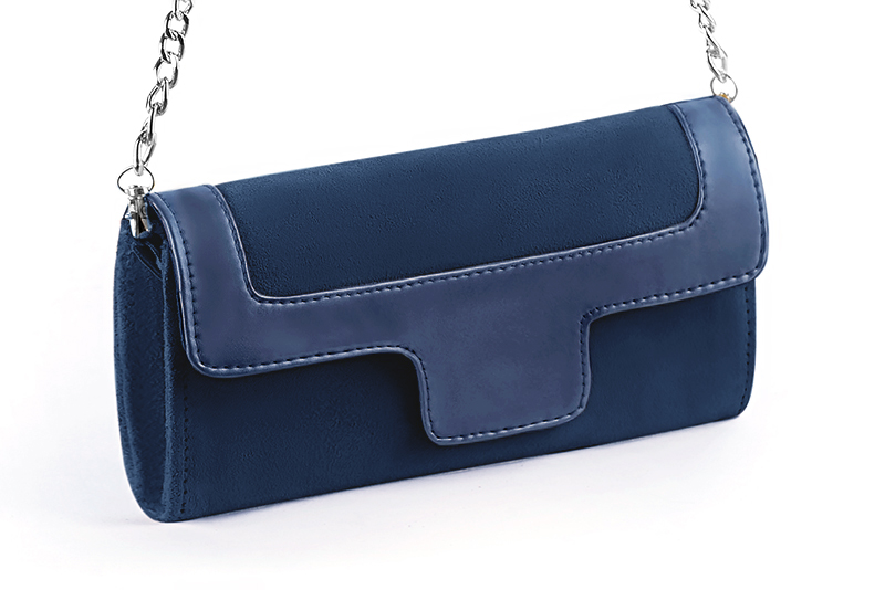Pochette habillée femme pour cérémonie bleu marine et bleu indigo - Vue avant