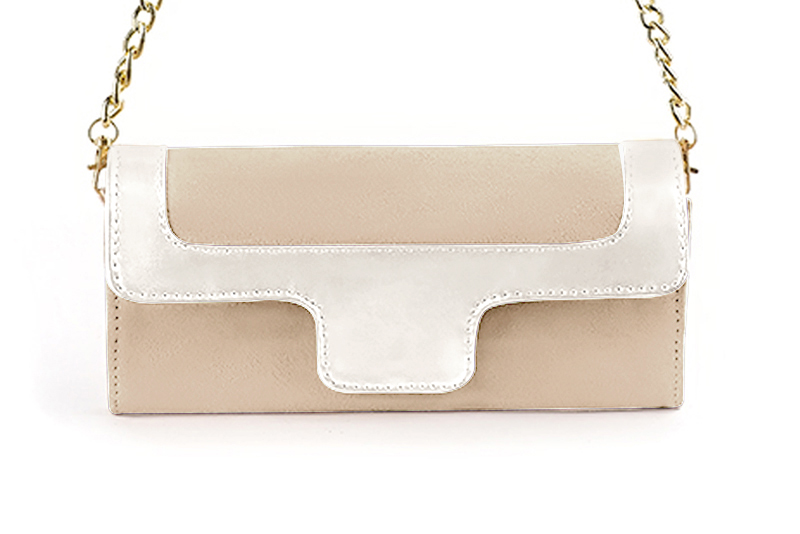 Pochette habillée femme pour cérémonie blanc ivoire et blanc pur - Vue de profil