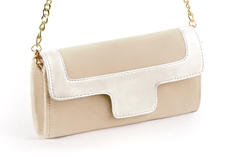 Pochette habillée femme pour cérémonie blanc ivoire et blanc pur - Vue avant