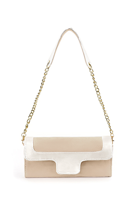 Pochette habillée femme pour cérémonie blanc ivoire et blanc pur - Vue du dessus