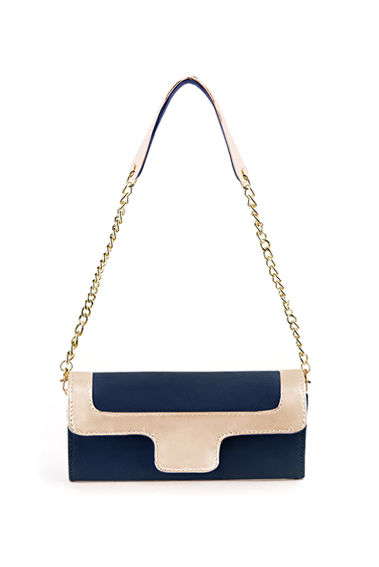 Pochette habillée femme pour cérémonie bleu marine et or - Vue du dessus