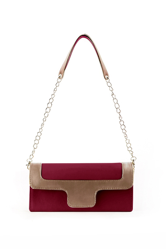 Pochette habillée femme pour cérémonie rouge bordeaux et cuivre - Vue du dessus