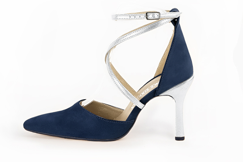 Florence Kooijman - Pochette femme mariage cérémonie cuir bleu marine et argent - Idéal mariage, cérémonie et soirée - Vue arrière