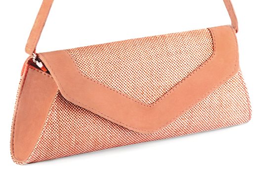 Pochettes élégantes et raffinées pour mariages, soirées et cérémonies, coloris orange pêche. Personnalisation : Choix des cuirs et des couleurs. - Florence KOOIJMAN
