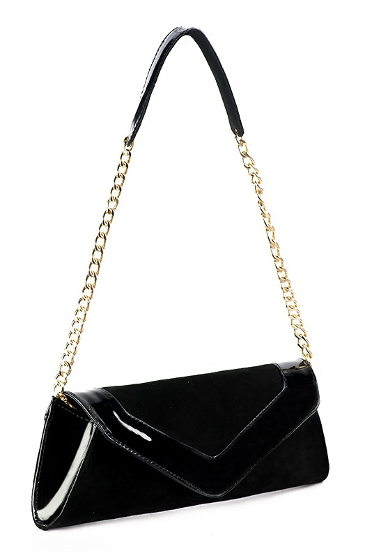 Pochette femme habillée noir mat pour mariage, cérémonies et soirées.
Personnalisation. Vue porté - Florence KOOIJMAN