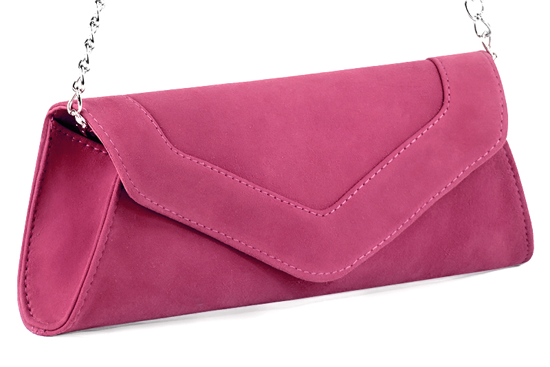 Pochette femme habillée  rose fuchsia pour mariage, cérémonies et soirées. 
            Personnalisation Vue avant - Florence KOOIJMAN