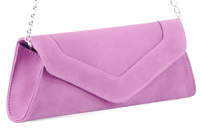 Pochette femme habillée  violet mauve pour mariage, cérémonies et soirées. 
            Personnalisation Vue avant - Florence KOOIJMAN