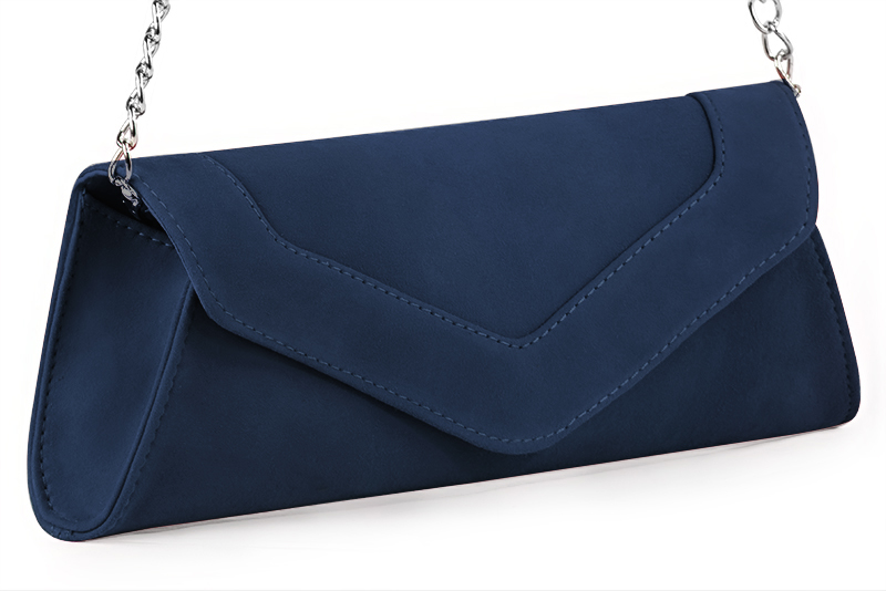 Pochette femme habillée  bleu marine pour mariage, cérémonies et soirées. 
            Personnalisation Vue avant - Florence KOOIJMAN