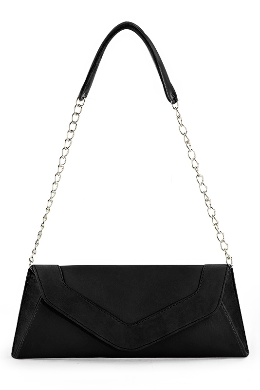 Pochette femme mariage cérémonie cuir noir mat - Vue du dessus