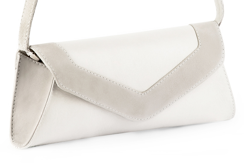 Pochette femme mariage cérémonie en cuir blanc cassé - Vue avant