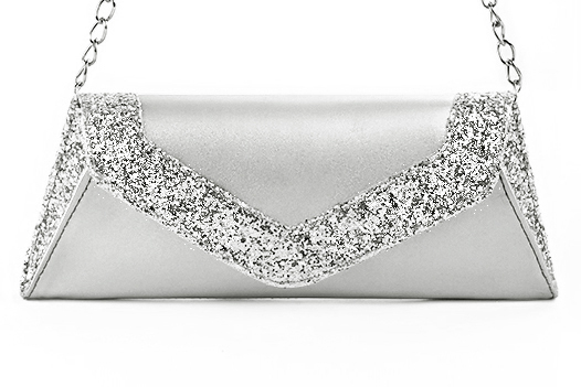 Pochette femme mariage cérémonie en cuir argent - Vue de profil