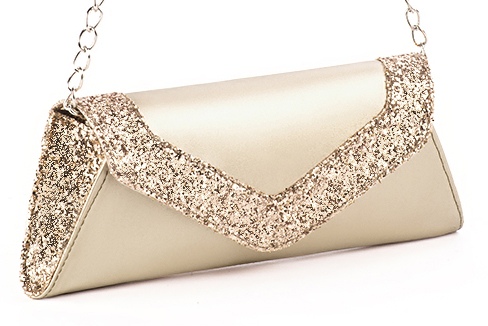 Pochette femme mariage cérémonie en cuir or - Vue avant