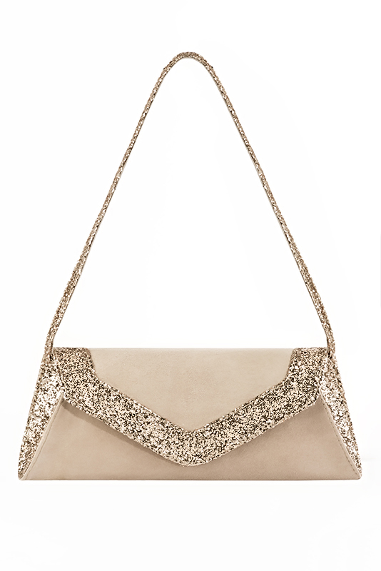 Pochette femme mariage cérémonie en cuir blanc ivoire et or - Vue du dessus