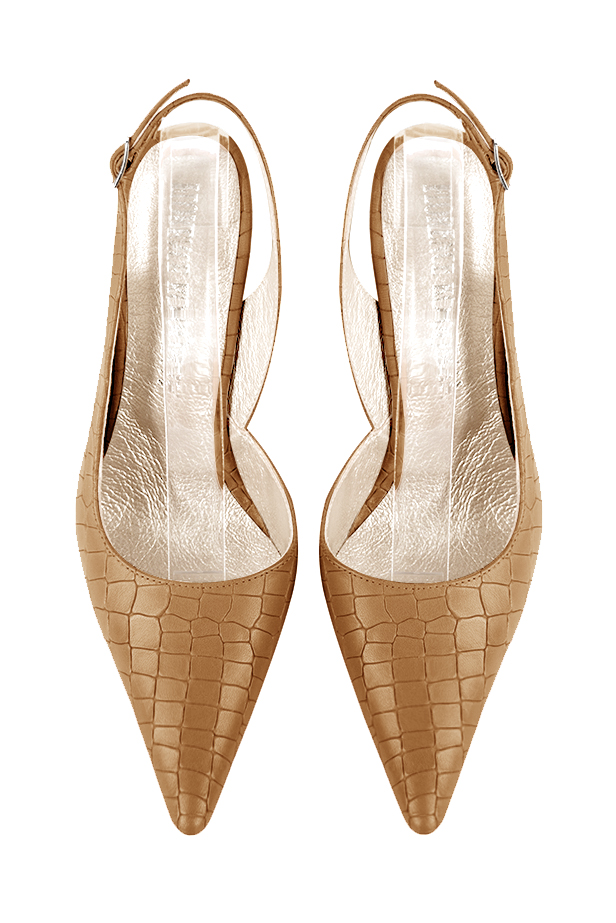 Escarpins bride arrière beige camel. .  - Vue du dessus