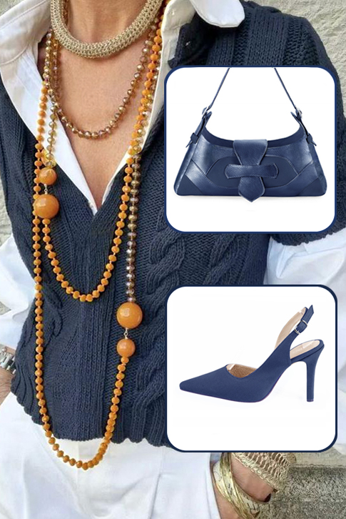 Escarpins bride arrière bleu indigo. Bout pointu. Talon fin de 9.5 cm - Vue porté