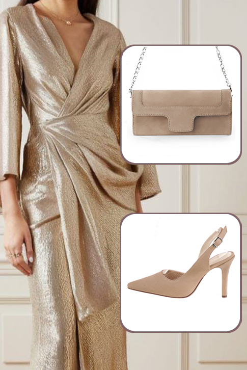 Escarpins bride arrière beige biscuit. Bout pointu. Talon fin de 9.5 cm - Vue du dessus