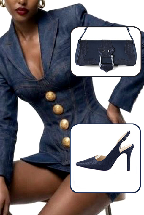 Escarpins bride arrière bleu marine. Bout pointu. Talon fin de 9.5 cm - Vue du dessus