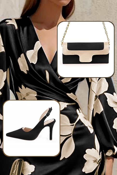 Escarpins bride arrière noir mat. Bout pointu. Talon fin de 9.5 cm - Vue du dessus