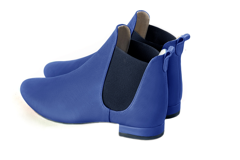 Bottines femme avec des élastiques bleu électrique et bleu denim. .  - Vue arrière